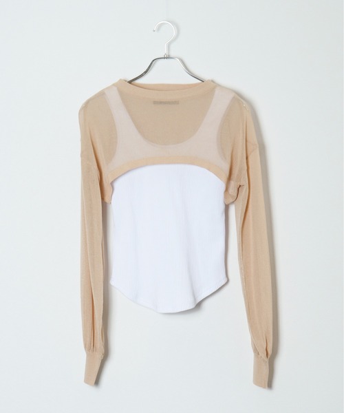 SHEER flow（シアーフロウ）の「【インフルエンサー Yukaiプロデュースアイテム】シアーレイヤードトップス（ニット/セーター・レディース・ベージュ・FREE）」の19枚目の写真