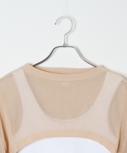 SHEER flow（シアーフロウ）の「【インフルエンサー Yukaiプロデュースアイテム】シアーレイヤードトップス（ニット/セーター・レディース・ベージュ・FREE）」の20枚目の写真