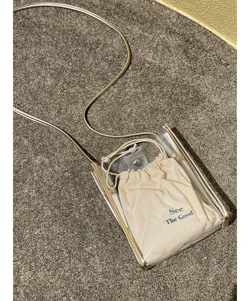 one way（ワンウェイ）の「【oneway】クリア巾着付きミニバッグ（ショルダーバッグ・レディース・ゴールド/ライトグレー/ブラック・FREE）」の3枚目の写真