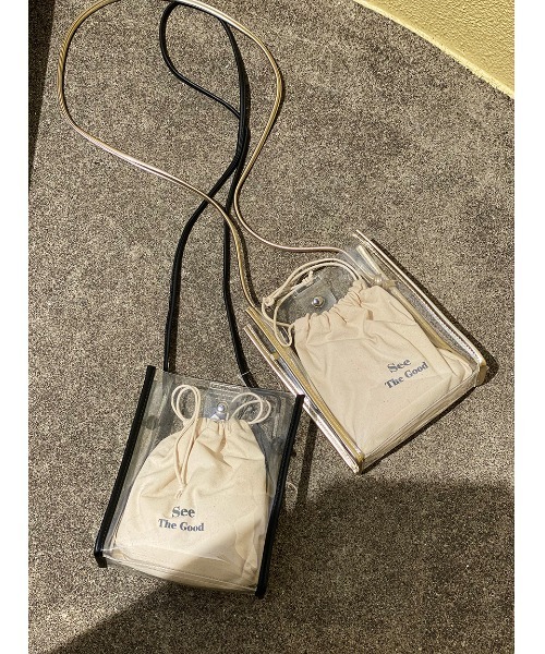 one way（ワンウェイ）の「【oneway】クリア巾着付きミニバッグ（ショルダーバッグ・レディース・ゴールド/ライトグレー/ブラック・FREE）」の9枚目の写真
