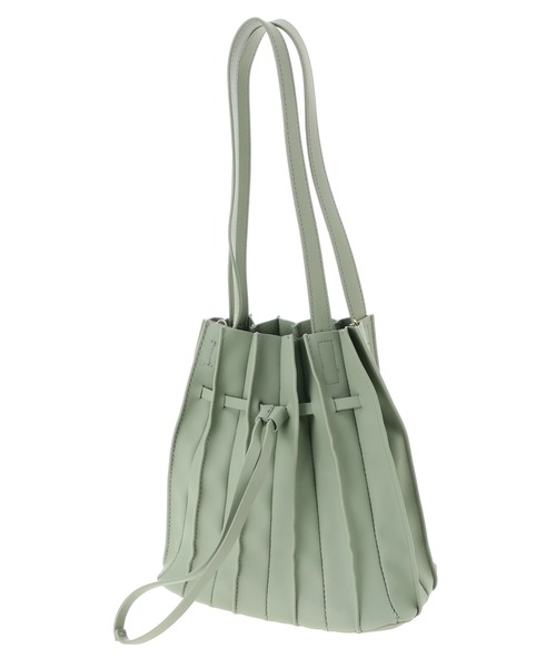 DURAS（デュラス）の「フェイクレザープリーツバッグ（ショルダーバッグ・レディース・ブラック/アイボリー/モスグリーン・FREE）」の5枚目の写真