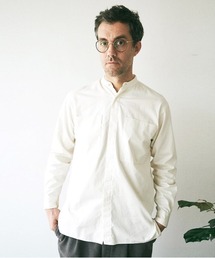 unfil アンフィル / egyptian cotton-satin band collar shirt エジプト産超長綿 バンドカラー長袖シャツ / WOFL-UU001A