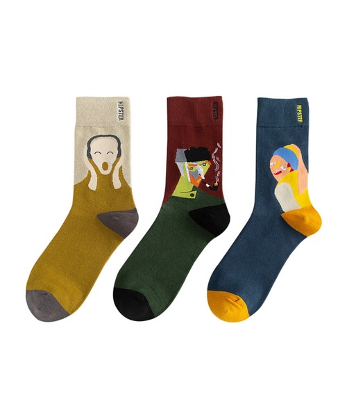 絵絵絵（エエエ）の「レディース 名画イラスト クルーソックス靴下（ソックス/靴下・レディース・A/B/C・FREE）」の7枚目の写真