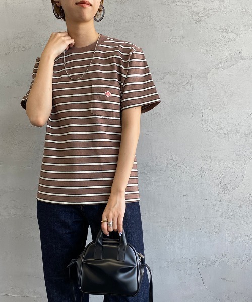 DANTON（ダントン）の「[DANTON/ダントン] クルーネック ボーダーポケットＴシャツ（Tシャツ/カットソー・レディース・クリーム/ホワイト×ネイビー/ホワイト×グレー/ブラウン/ブルー・42/44/36/40/34/38）」の17枚目の写真