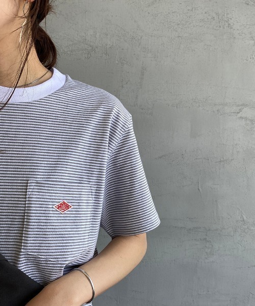 DANTON（ダントン）の「[DANTON/ダントン] クルーネック ボーダーポケットＴシャツ（Tシャツ/カットソー・レディース・クリーム/ホワイト×ネイビー/ホワイト×グレー/ブラウン/ブルー・42/44/36/40/34/38）」の22枚目の写真