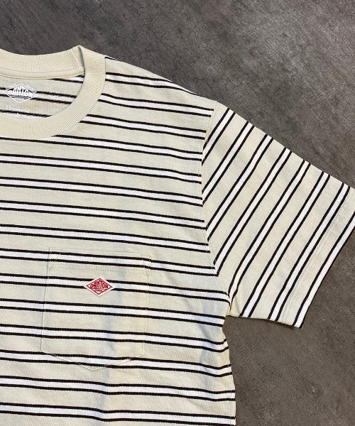 DANTON（ダントン）の「[DANTON/ダントン] クルーネック ボーダーポケットＴシャツ（Tシャツ/カットソー・レディース・クリーム/ホワイト×ネイビー/ホワイト×グレー/ブラウン/ブルー・42/44/36/40/34/38）」の14枚目の写真