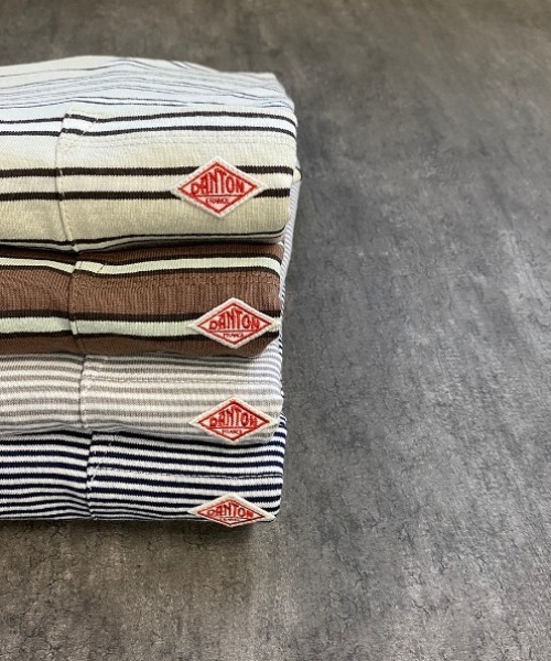 DANTON（ダントン）の「[DANTON/ダントン] クルーネック ボーダーポケットＴシャツ（Tシャツ/カットソー・レディース・クリーム/ホワイト×ネイビー/ホワイト×グレー/ブラウン/ブルー・42/44/36/40/34/38）」の16枚目の写真