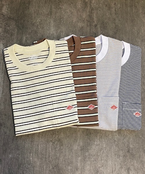 DANTON（ダントン）の「[DANTON/ダントン] クルーネック ボーダーポケットＴシャツ（Tシャツ/カットソー・レディース・クリーム/ホワイト×ネイビー/ホワイト×グレー/ブラウン/ブルー・42/44/36/40/34/38）」の6枚目の写真