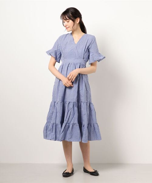 BLUEEAST（ブルーイースト）の「ギンガムチェックカシュクールワンピース（ワンピース・レディース・ブルー/ブラック/ネイビー・MEDIUM）」の8枚目の写真