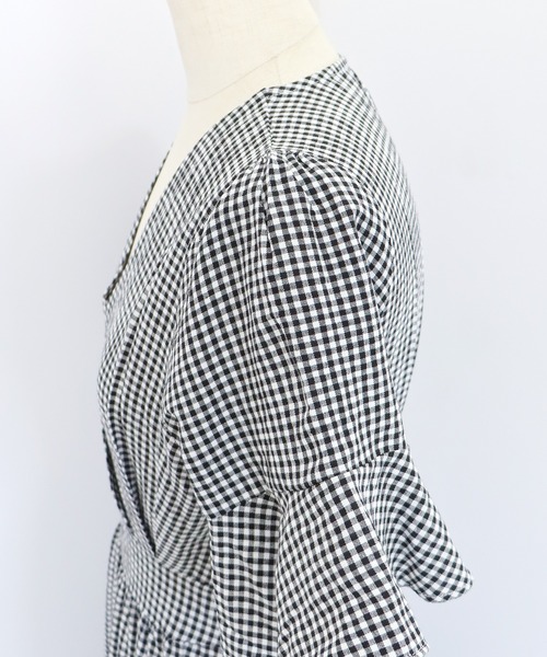 BLUEEAST（ブルーイースト）の「ギンガムチェックカシュクールワンピース（ワンピース・レディース・ブルー/ブラック/ネイビー・MEDIUM）」の15枚目の写真