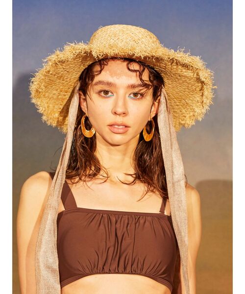 MURUA（ムルーア）の「フリンジラフィアハット（ハット・レディース・ベージュ/ブラウン・FREE）」の2枚目の写真