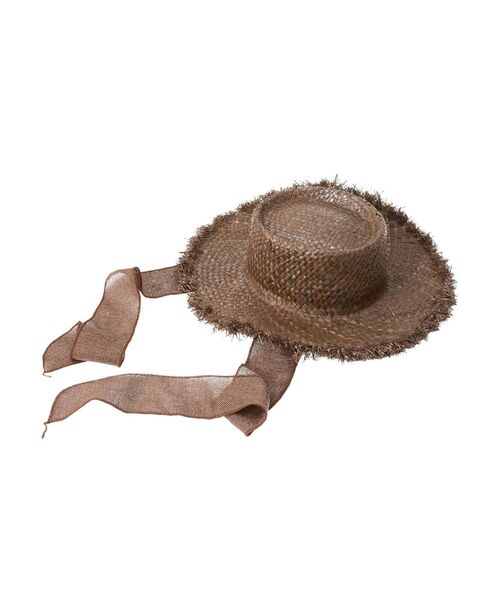 MURUA（ムルーア）の「フリンジラフィアハット（ハット・レディース・ベージュ/ブラウン・FREE）」の6枚目の写真