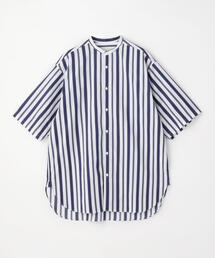 TOMORROWLAND | コットン バンドカラーストライプ半袖シャツ ARCHIVE FIT(シャツ/ブラウス)