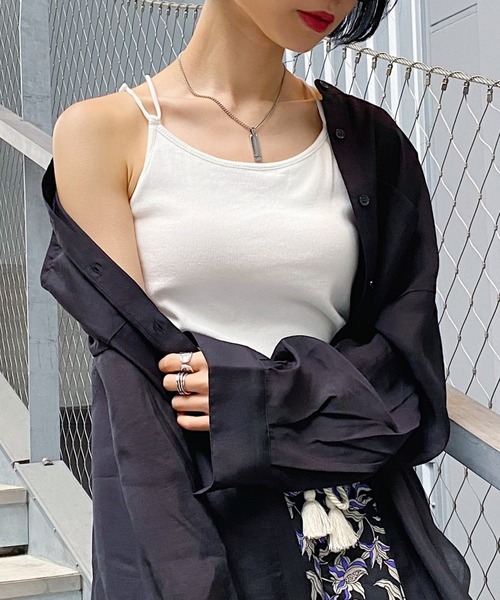 PAGEBOY（ページボーイ）の「カップツキバッククロスキャミ（キャミソール・レディース・ブラック/パープル/オフホワイト/ブラウン系その他・FREE）」の2枚目の写真