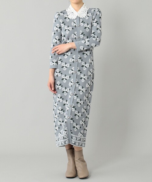 Grace ワンピースフラワータイトニットワンピース ワンピース Grace Continental グレースコンチネンタル のファッション