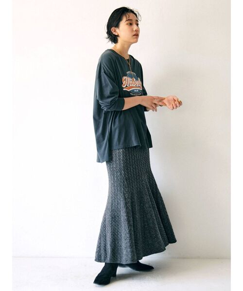 Ungrid(アングリッド)の「ロゴロングスリーブTee(Tシャツ/カットソー・レディース・オフホワイト/グレー/チャコールグレー・FREE)」の12枚目の写真