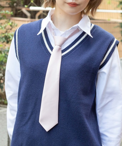 WEGO（ウィゴー）の「WEGO/無地スクールネクタイ（ネクタイ・レディース・ネイビー/ブラウン/ピンク/ワイン/ベージュ/グレー/ベージュ系その他/ブラック・FREE）」の8枚目の写真