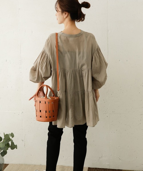 URBAN RESEARCH DOORS（アーバンリサーチドアーズ）の「コットンボイルティアードチュニック（シャツ/ブラウス・レディース・グレー/ブルー/ホワイト系その他・ONE）」の13枚目の写真