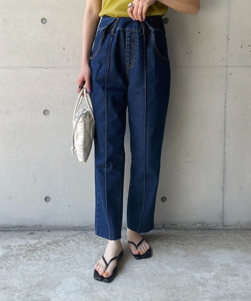 CAPRICIEUX LE'MAGE（カプリシューレマージュ）の「フロントタックデニム（デニムパンツ・レディース・ホワイト/インディゴブルー・FREE）」の13枚目の写真