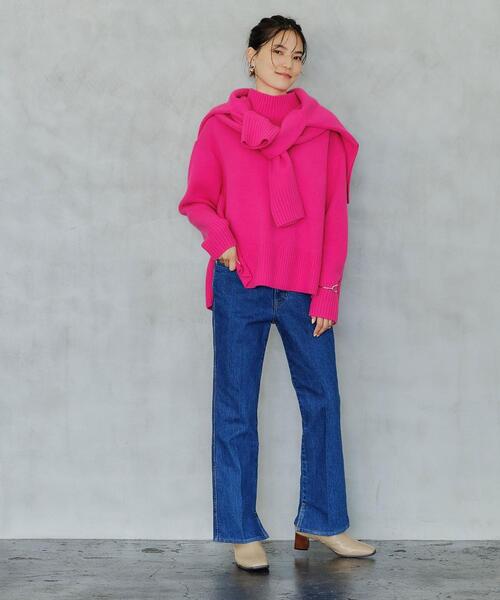 green label relaxing（グリーンレーベルリラクシング）の「SERENITY セレニティ ハイネック プルオーバー ニット（ニット/セーター・レディース・ピンク/ダークグレー/ベージュ/ブラック/ターコイズブルー・FREE）」の15枚目の写真