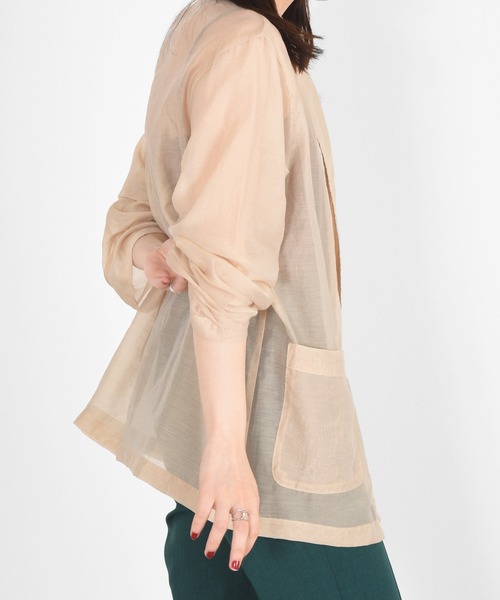 w closet（ダブルクローゼット）の「シアーW前テーラードジャケット（テーラードジャケット・レディース・ブラウン/ライトグリーン/スモークグレー/ライトベージュ・FREE）」の7枚目の写真