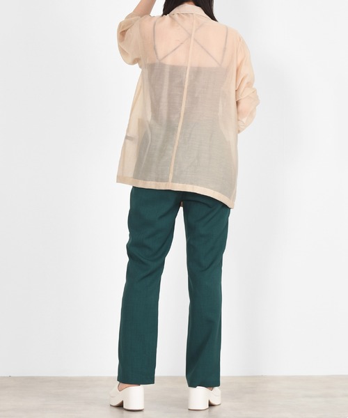 w closet（ダブルクローゼット）の「シアーW前テーラードジャケット（テーラードジャケット・レディース・ブラウン/ライトグリーン/スモークグレー/ライトベージュ・FREE）」の9枚目の写真