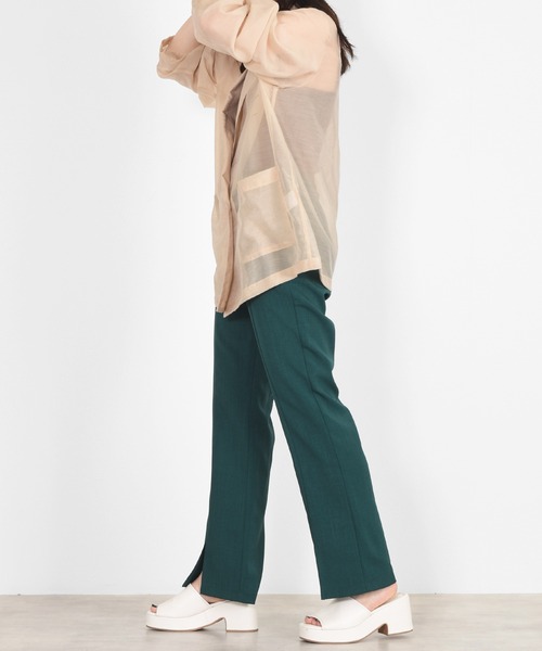 w closet（ダブルクローゼット）の「シアーW前テーラードジャケット（テーラードジャケット・レディース・ブラウン/ライトグリーン/スモークグレー/ライトベージュ・FREE）」の12枚目の写真