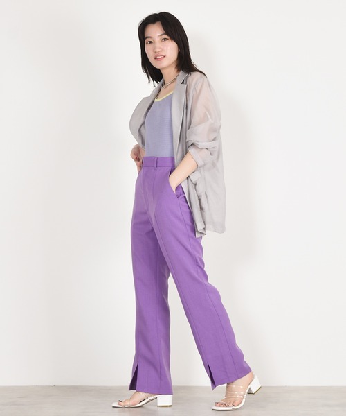 w closet（ダブルクローゼット）の「シアーW前テーラードジャケット（テーラードジャケット・レディース・ブラウン/ライトグリーン/スモークグレー/ライトベージュ・FREE）」の13枚目の写真