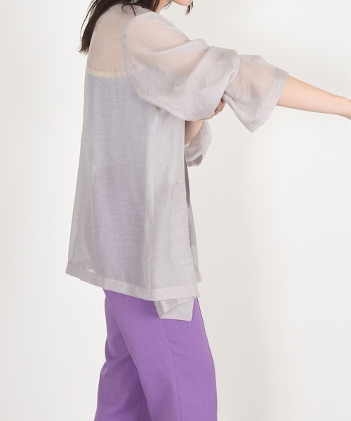 w closet（ダブルクローゼット）の「シアーW前テーラードジャケット（テーラードジャケット・レディース・ブラウン/ライトグリーン/スモークグレー/ライトベージュ・FREE）」の14枚目の写真