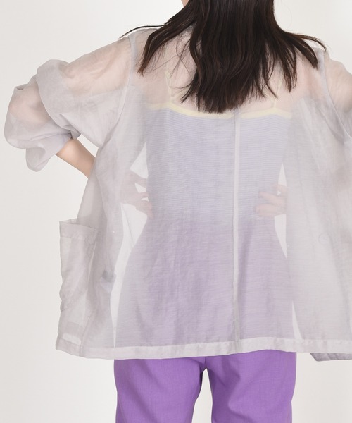 w closet（ダブルクローゼット）の「シアーW前テーラードジャケット（テーラードジャケット・レディース・ブラウン/ライトグリーン/スモークグレー/ライトベージュ・FREE）」の15枚目の写真