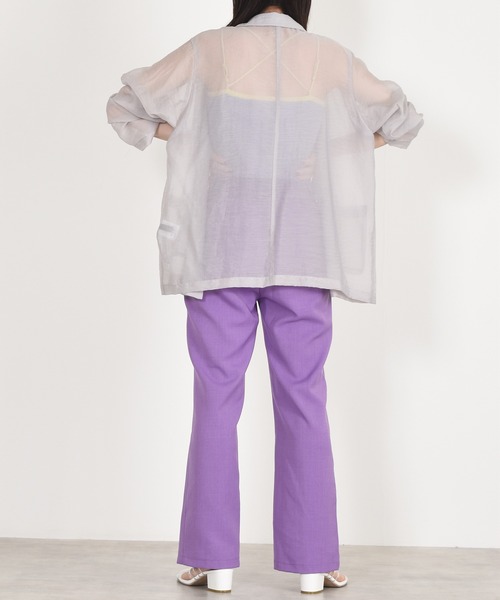 w closet（ダブルクローゼット）の「シアーW前テーラードジャケット（テーラードジャケット・レディース・ブラウン/ライトグリーン/スモークグレー/ライトベージュ・FREE）」の19枚目の写真