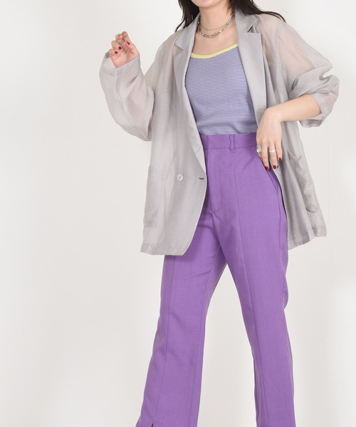 w closet（ダブルクローゼット）の「シアーW前テーラードジャケット（テーラードジャケット・レディース・ブラウン/ライトグリーン/スモークグレー/ライトベージュ・FREE）」の20枚目の写真