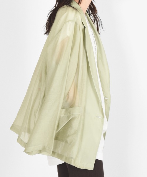 w closet（ダブルクローゼット）の「シアーW前テーラードジャケット（テーラードジャケット・レディース・ブラウン/ライトグリーン/スモークグレー/ライトベージュ・FREE）」の22枚目の写真