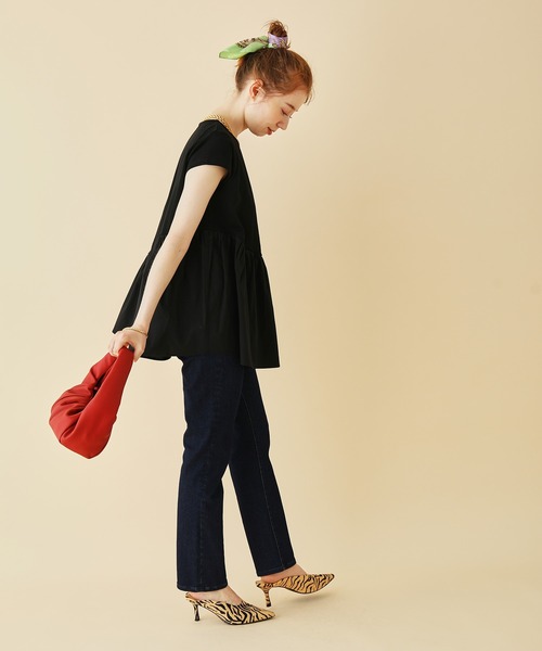 MADEMOISELLE ROPE'（マドモアゼル ロペ）の「アシンメトリードッキングプルオーバー（Tシャツ/カットソー・レディース・ホワイト/ブラック・38）」の11枚目の写真