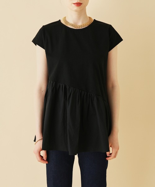 MADEMOISELLE ROPE'（マドモアゼル ロペ）の「アシンメトリードッキングプルオーバー（Tシャツ/カットソー・レディース・ホワイト/ブラック・38）」の14枚目の写真