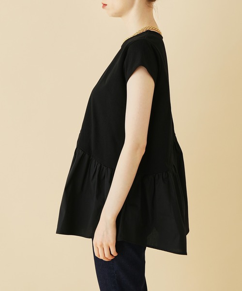 MADEMOISELLE ROPE'（マドモアゼル ロペ）の「アシンメトリードッキングプルオーバー（Tシャツ/カットソー・レディース・ホワイト/ブラック・38）」の13枚目の写真