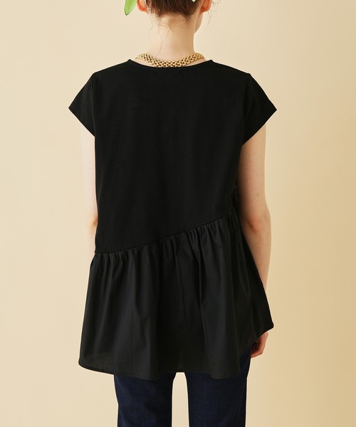 MADEMOISELLE ROPE'（マドモアゼル ロペ）の「アシンメトリードッキングプルオーバー（Tシャツ/カットソー・レディース・ホワイト/ブラック・38）」の8枚目の写真