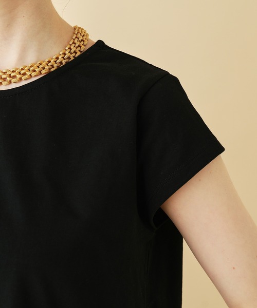 MADEMOISELLE ROPE'（マドモアゼル ロペ）の「アシンメトリードッキングプルオーバー（Tシャツ/カットソー・レディース・ホワイト/ブラック・38）」の7枚目の写真