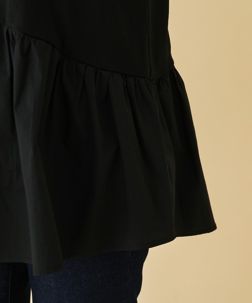 MADEMOISELLE ROPE'（マドモアゼル ロペ）の「アシンメトリードッキングプルオーバー（Tシャツ/カットソー・レディース・ホワイト/ブラック・38）」の5枚目の写真