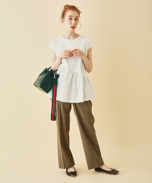 MADEMOISELLE ROPE'（マドモアゼル ロペ）の「アシンメトリードッキングプルオーバー（Tシャツ/カットソー・レディース・ホワイト/ブラック・38）」の15枚目の写真