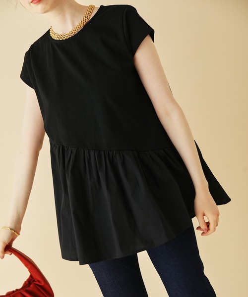 MADEMOISELLE ROPE'（マドモアゼル ロペ）の「アシンメトリードッキングプルオーバー（Tシャツ/カットソー・レディース・ホワイト/ブラック・38）」の16枚目の写真