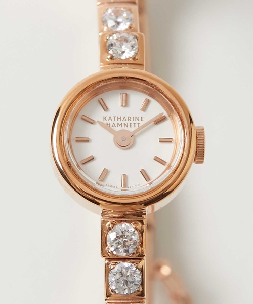 KATHARINE HAMNETT LONDON （キャサリンハムネットロンドン）の「KATHARINE HAMNETT LONDON/キャサリンハムネットロンドン Small Round Watch Cubic Zirconia（アナログ腕時計・レディース・ゴールド/ピンク・FREE）」の11枚目の写真