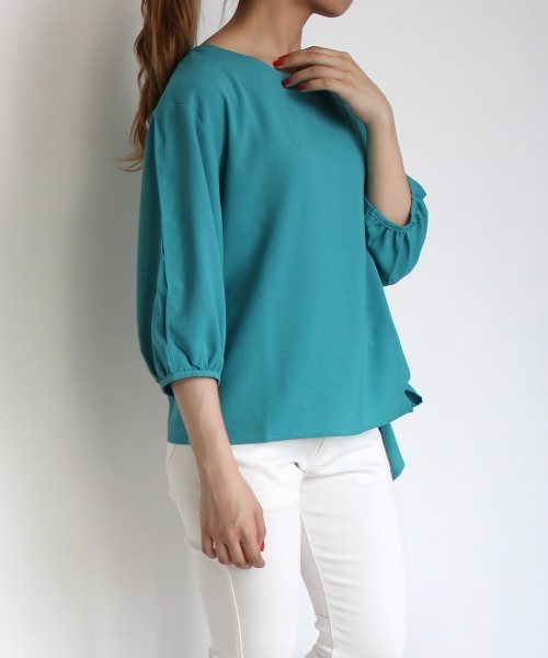 SELECT LEVERY(セレクトリベリー)の「(Emma)サイドリボンブラウス(シャツ/ブラウス・レディース・ホワイト/ネイビー/グリーン/ラベンダー・SMALL/MEDIUM/LARGE)」の3枚目の写真