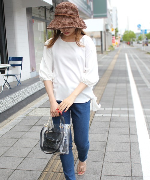 SELECT LEVERY(セレクトリベリー)の「(Emma)サイドリボンブラウス(シャツ/ブラウス・レディース・ホワイト/ネイビー/グリーン/ラベンダー・SMALL/MEDIUM/LARGE)」の8枚目の写真