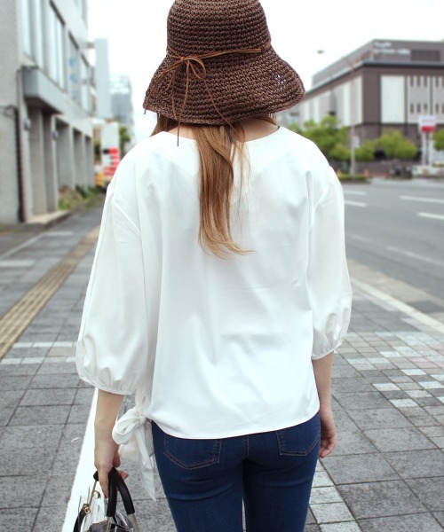 SELECT LEVERY(セレクトリベリー)の「(Emma)サイドリボンブラウス(シャツ/ブラウス・レディース・ホワイト/ネイビー/グリーン/ラベンダー・SMALL/MEDIUM/LARGE)」の12枚目の写真