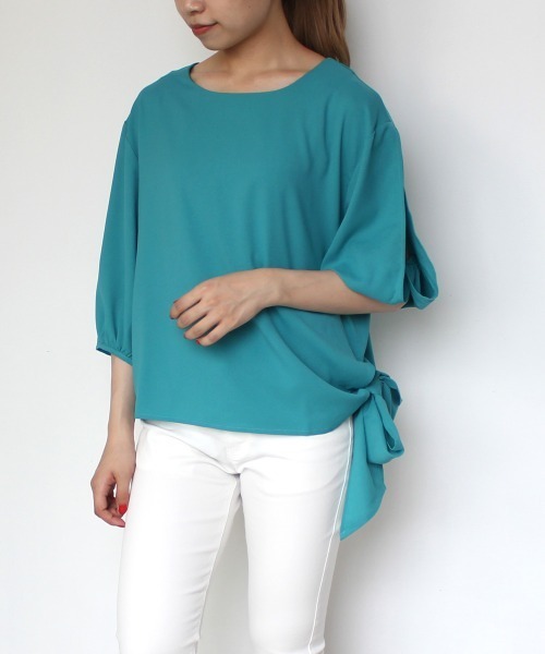 SELECT LEVERY(セレクトリベリー)の「(Emma)サイドリボンブラウス(シャツ/ブラウス・レディース・ホワイト/ネイビー/グリーン/ラベンダー・SMALL/MEDIUM/LARGE)」の15枚目の写真