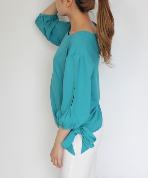SELECT LEVERY(セレクトリベリー)の「(Emma)サイドリボンブラウス(シャツ/ブラウス・レディース・ホワイト/ネイビー/グリーン/ラベンダー・SMALL/MEDIUM/LARGE)」の19枚目の写真