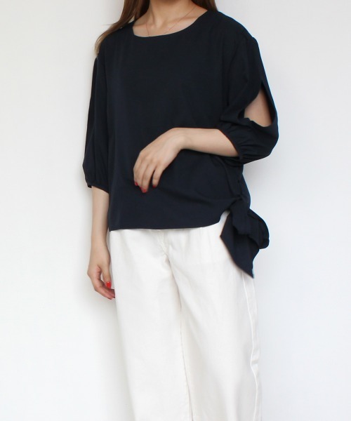 SELECT LEVERY(セレクトリベリー)の「(Emma)サイドリボンブラウス(シャツ/ブラウス・レディース・ホワイト/ネイビー/グリーン/ラベンダー・SMALL/MEDIUM/LARGE)」の6枚目の写真