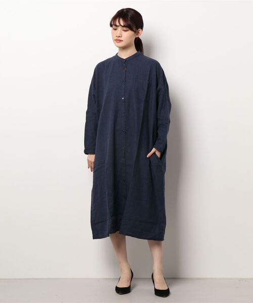 Gal Desportes バンドカラーシャツワンピース コットンフランネル Women