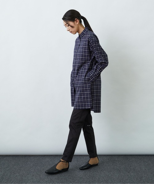 LOISIR（ロワズィール）の「ラウンドカラーチュニックシャツ（チュニック・レディース・サックスブルー/チェック/オフホワイト・FREE）」の8枚目の写真